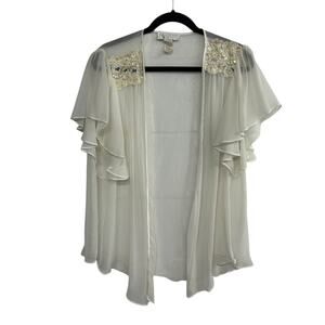 Romantic Soft Sheer Ruffle Robe Val Mode Lingerie Butterfly Sleeve Size XL